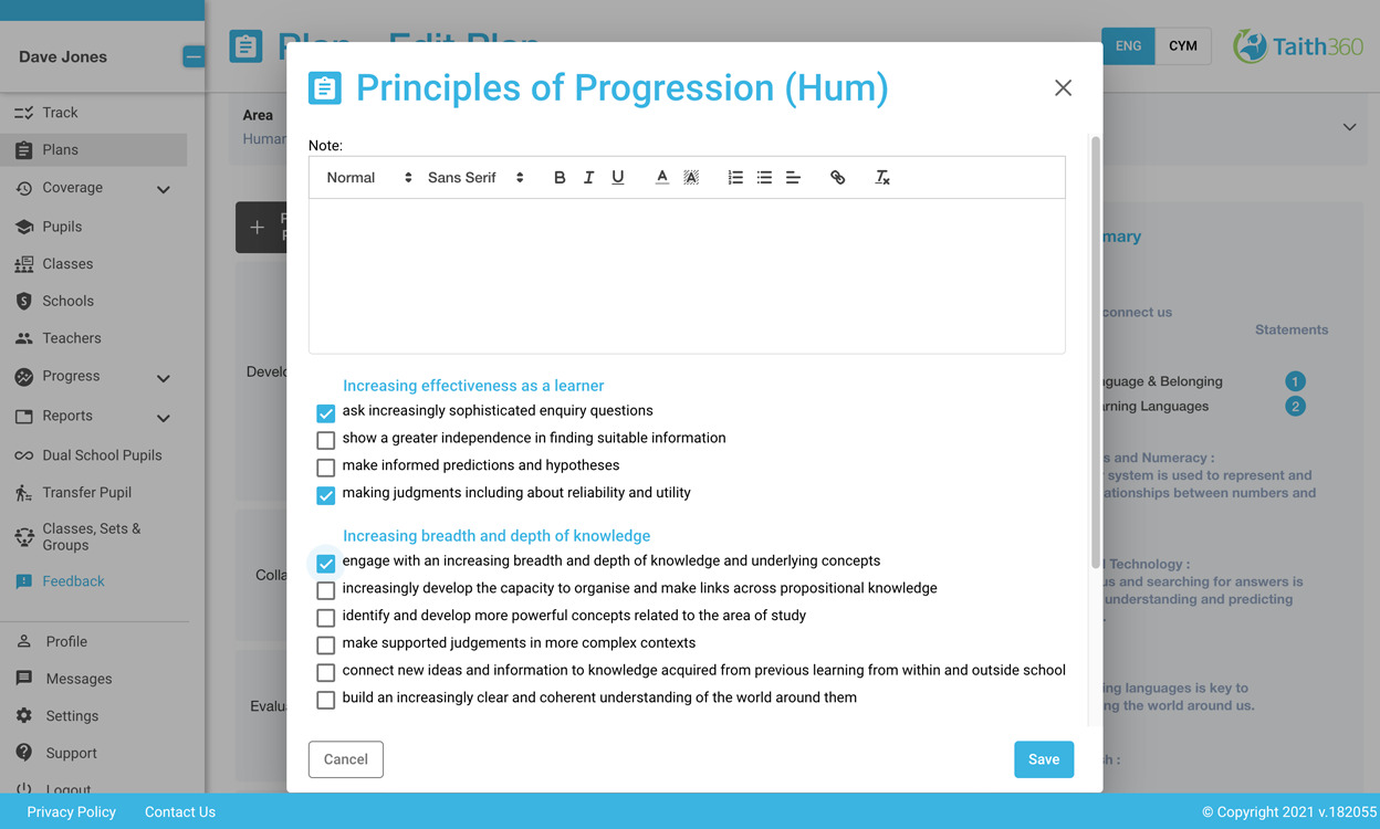 Taith360 planning and assessment tool